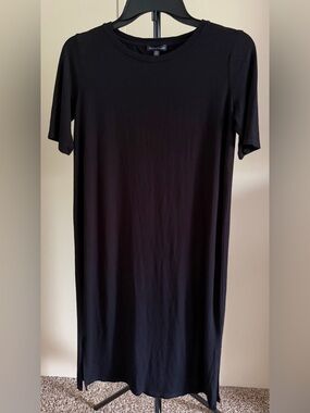 Eileen Fisher Classic Black Crew Neckline Jersey Dress Oversized XS